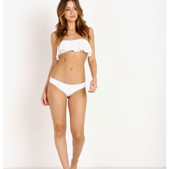 L Space LSpace LSolids Lynn Flounce Bandeau Bikini Top White - Picture 1 of 8